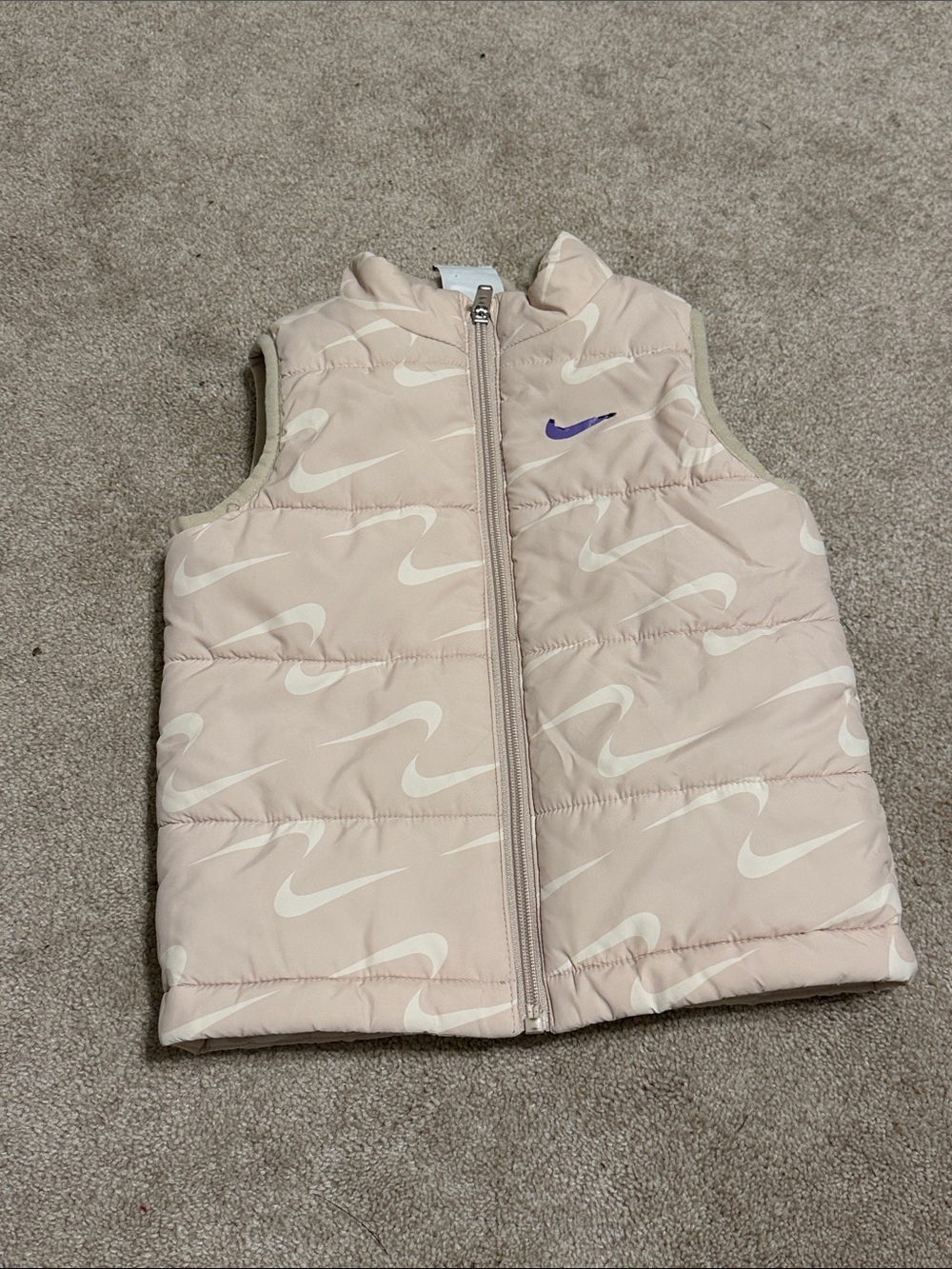 Nike beige Swoosh Quilted Puffer Vest